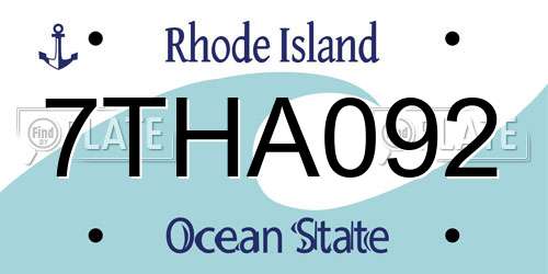 7THA092 Rhode Island License Plate