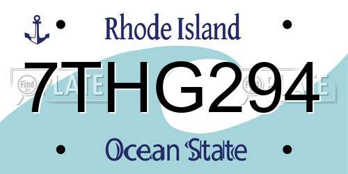 7THG294 Rhode Island License Plate