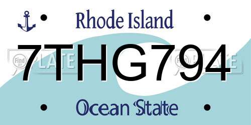 7THG794 Rhode Island License Plate