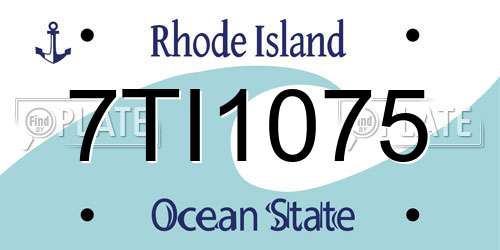 7TI1075 Rhode Island License Plate