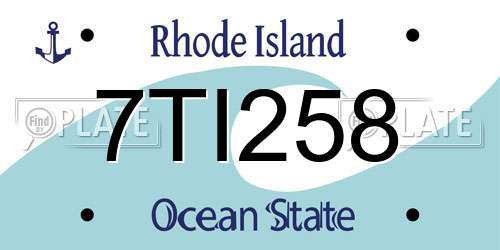 7TI258 Rhode Island License Plate