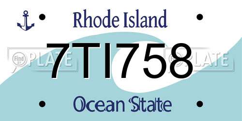 7TI758 Rhode Island License Plate