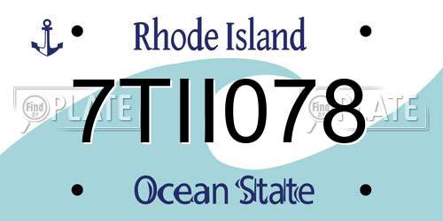 7TII078 Rhode Island License Plate