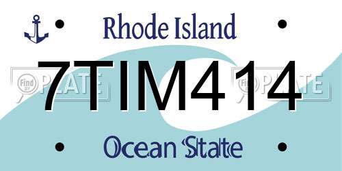7TIM414 Rhode Island License Plate