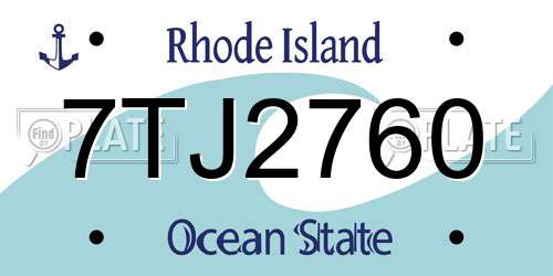 7TJ2760 Rhode Island License Plate