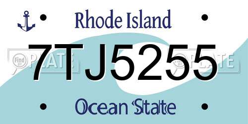 7TJ5255 Rhode Island License Plate