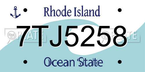 7TJ5258 Rhode Island License Plate