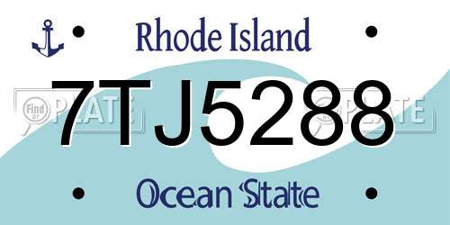 7TJ5288 Rhode Island License Plate