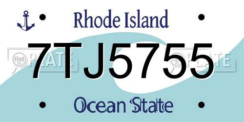 7TJ5755 Rhode Island License Plate