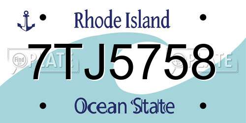 7TJ5758 Rhode Island License Plate