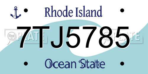 7TJ5785 Rhode Island License Plate