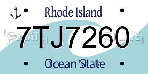 7TJ7260 Rhode Island License Plate