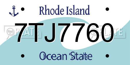 7TJ7760 Rhode Island License Plate