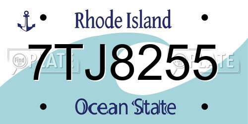 7TJ8255 Rhode Island License Plate