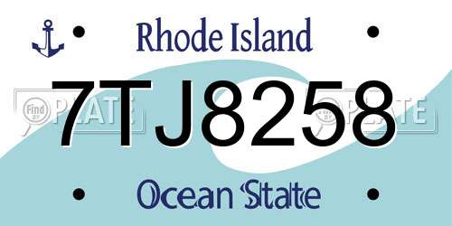 7TJ8258 Rhode Island License Plate
