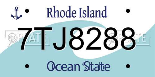 7TJ8288 Rhode Island License Plate