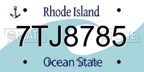 7TJ8785 Rhode Island License Plate