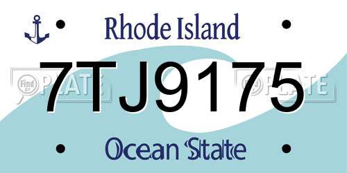7TJ9175 Rhode Island License Plate