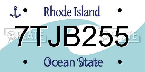 7TJB255 Rhode Island License Plate