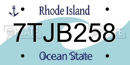 7TJB258 Rhode Island License Plate