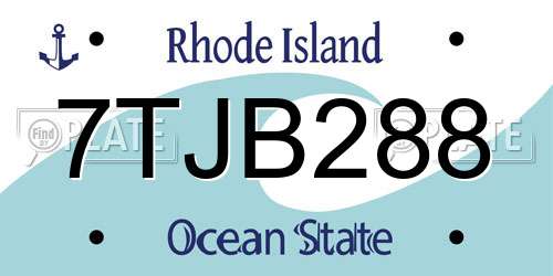 7TJB288 Rhode Island License Plate