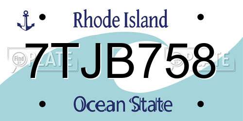 7TJB758 Rhode Island License Plate