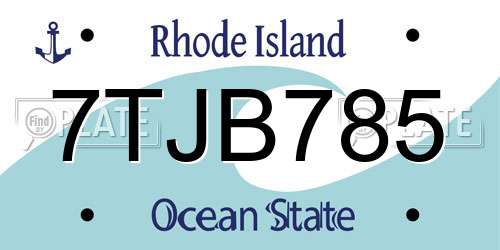 7TJB785 Rhode Island License Plate