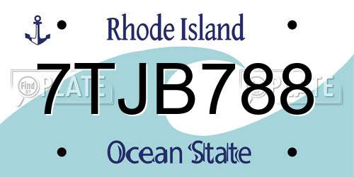 7TJB788 Rhode Island License Plate