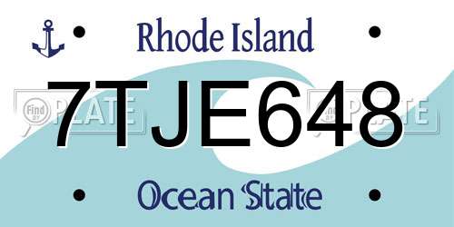 7TJE648 Rhode Island License Plate