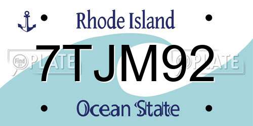 7TJM92 Rhode Island License Plate