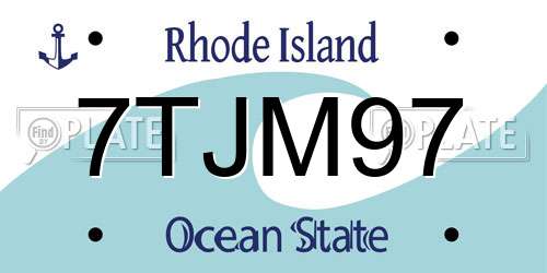 7TJM97 Rhode Island License Plate
