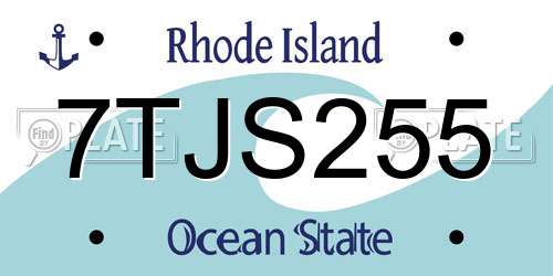 7TJS255 Rhode Island License Plate