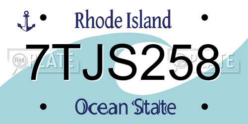7TJS258 Rhode Island License Plate