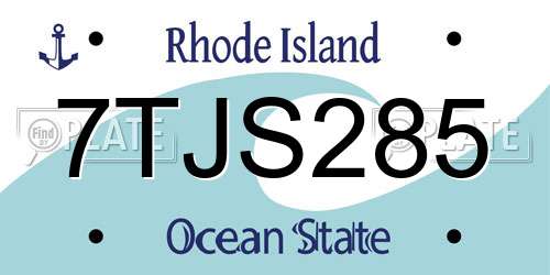7TJS285 Rhode Island License Plate