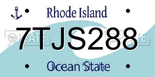 7TJS288 Rhode Island License Plate