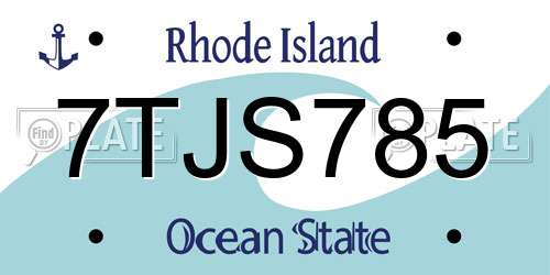 7TJS785 Rhode Island License Plate