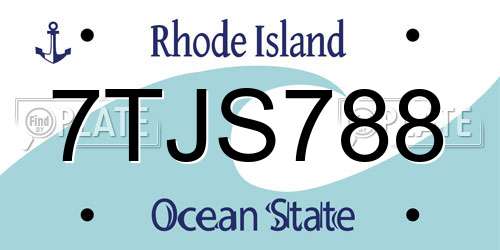 7TJS788 Rhode Island License Plate