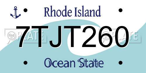 7TJT260 Rhode Island License Plate