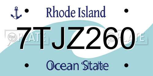 7TJZ260 Rhode Island License Plate