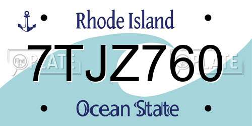 7TJZ760 Rhode Island License Plate