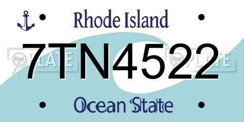 7TN4522 Rhode Island License Plate