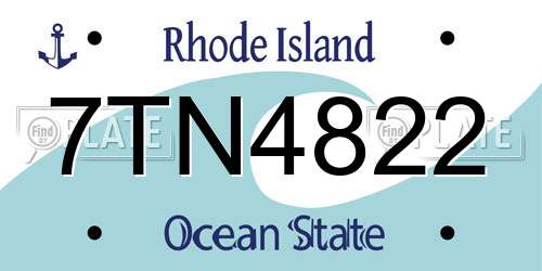 7TN4822 Rhode Island License Plate