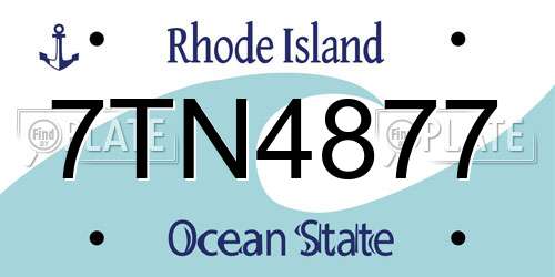7TN4877 Rhode Island License Plate