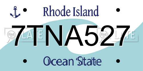 7TNA527 Rhode Island License Plate