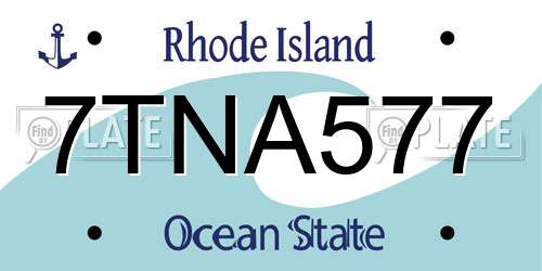 7TNA577 Rhode Island License Plate
