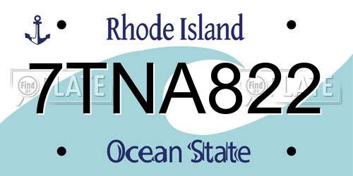 7TNA822 Rhode Island License Plate