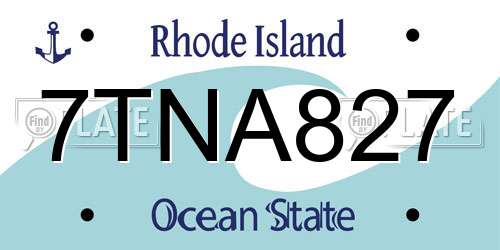 7TNA827 Rhode Island License Plate
