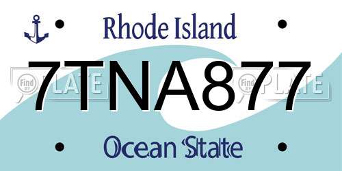 7TNA877 Rhode Island License Plate