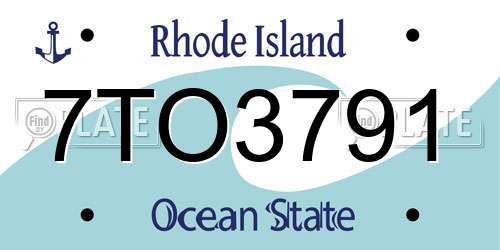 7TO3791 Rhode Island License Plate