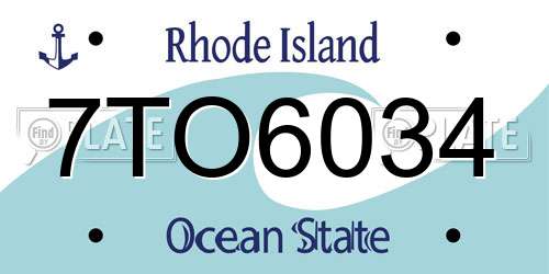 7TO6034 Rhode Island License Plate